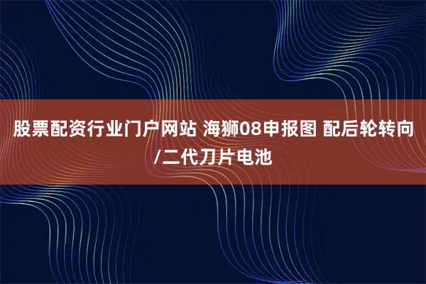 股票配资行业门户网站 海狮08申报图 配后轮转向/二代刀片电池